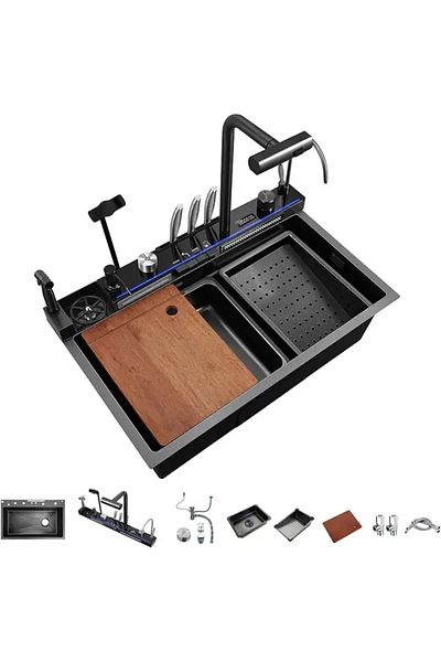 Trendy's Multifunctional stainless steel sink, TRENDY'S, with LED, purified water faucet and liquid soap dispenser i