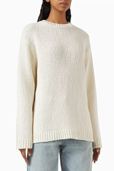 12storeez Oversize Organic Cotton Blend Women's Sweater, Cream