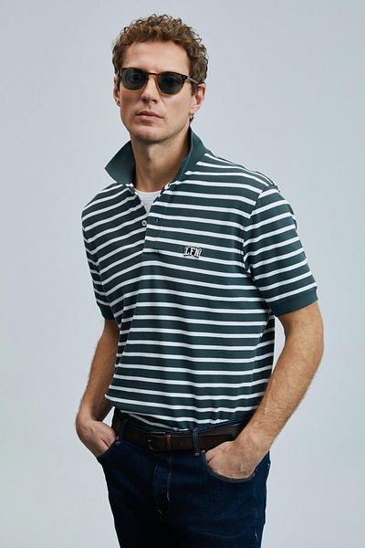 Lufian Ανδρικό μπλουζάκι Jon Duck Green Polo Collar (111040227)