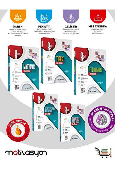 Motivasyon Yayınları 8. Sınıf Matematik-Türkçe-Fen Bilimleri-Din Kültürü-TC İ...