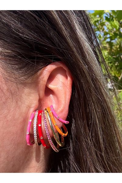 bijuxbymrv Special Series Stone Red Pink Orange Earrings Earcuff
