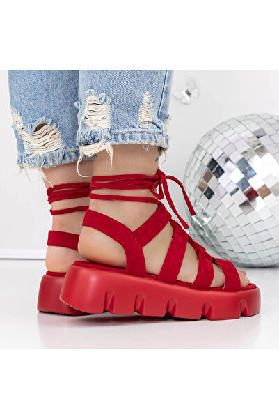 mei Women's Platform Sandals 3HXS63 Red | Mei