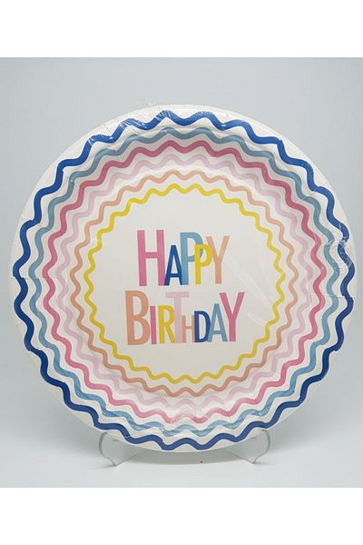 alenked Happy Birthday Colorful Card Plate 10 Pieces