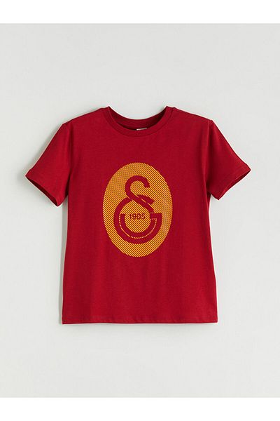 LC Waikiki Red Crew Neck Printed Girl's T-Shirt