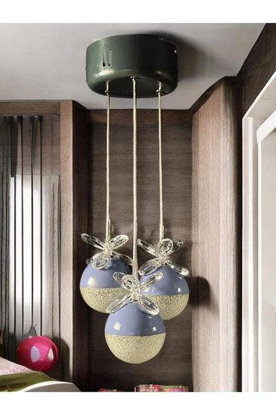 Serçeden Young & Children's Room Blue 3 Led Chandelier from Sparrow