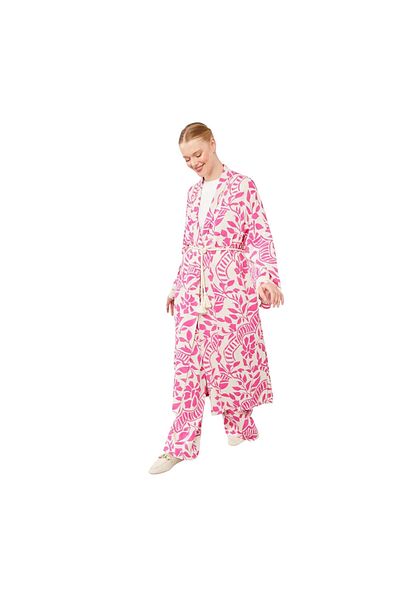 Levidor Leaf Pattern Linen Kimono Set