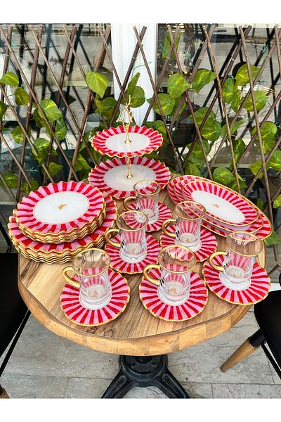GÜRCÜGLASS Pink Butterfly 28 Pcs with Handle