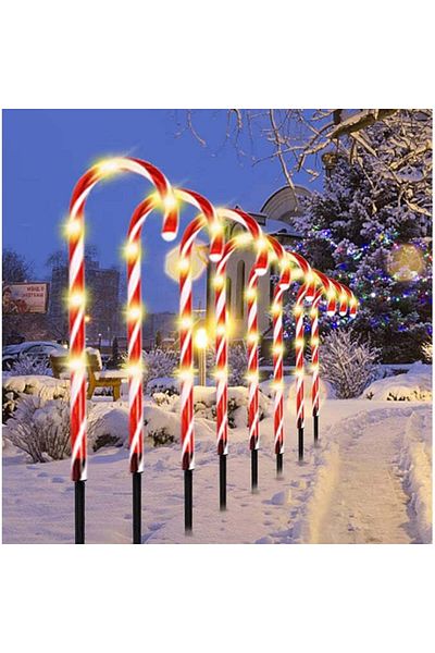 divendi-ro Set of 5 Luminous Outdoor Christmas Decorations, Lollipops, Solar Charging, 40 cm, Warm White-Red