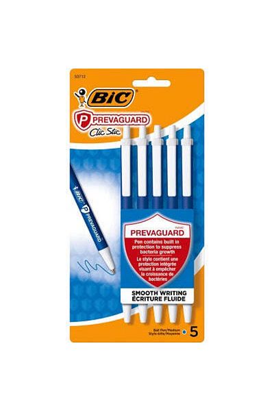 Bic PEN-RETRACTABLE, CLIC STIC, PREVAGUARD BLUE 5/PK