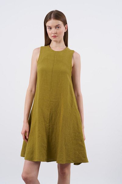 Telablanka Raw Linen Dress_ Oil Green