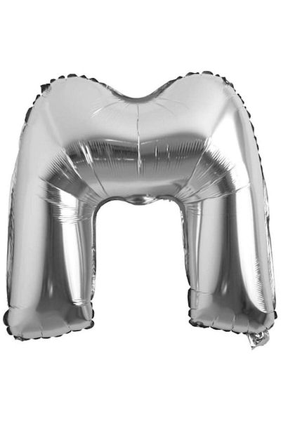 OEM Metallic Foil Balloon, Silver, 80 cm, Letter M