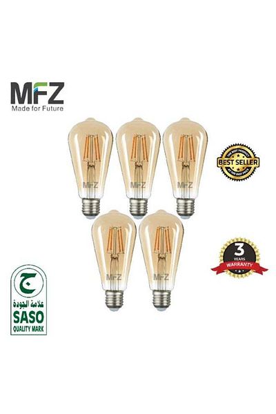 MFZ Vintage LED Filament Bulbs – 4W, 2700K Warm White, AC220–240V, 400 Lumens – Set of 5 Piece