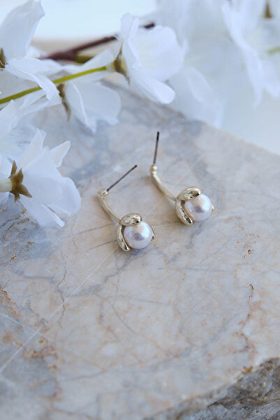 AURRARİ Gümüş Kaplama Lale Şekilli İncili Küpe