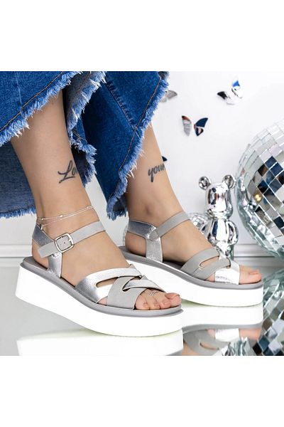mei Women's Platform Sandals 3GZ33 Grey | Mei