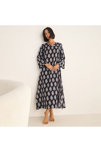 FAV Paisley Print Kaftan Night Dress with V-neck
