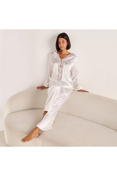FAV Lace Trim Jacquard Pyjama Set
