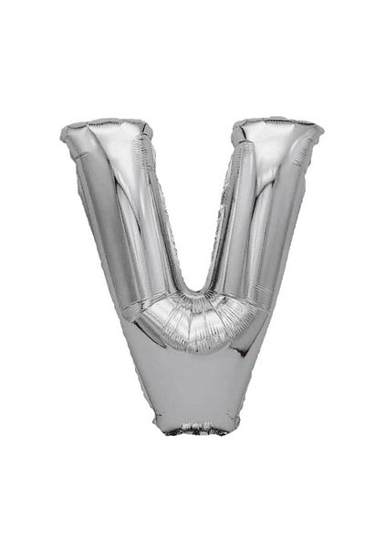 Balon Silver Metallic Foil Balloon, Mirific Party, Letter V, 80 cm