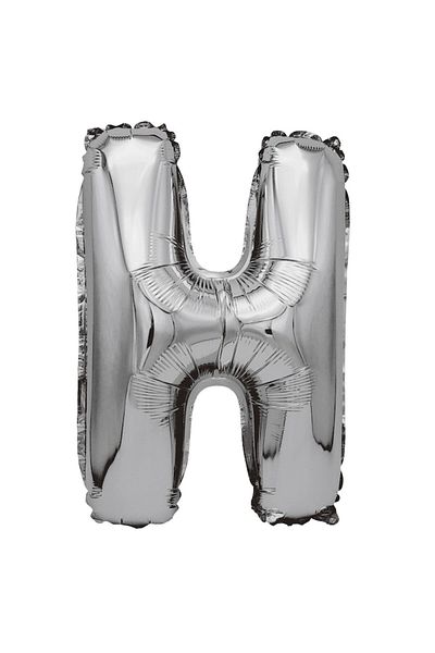 Balon made of silver metallic foil, Mirific Party, Letter H, 80 cm, Silver