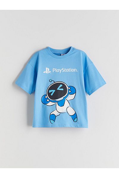 LC Waikiki Blue Comfortable Fit Playstation Printed Boys' T-Shirt