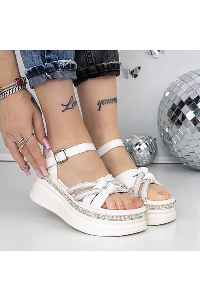 mei Women's Platform Sandals 3WL217 White | Mei