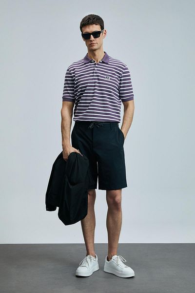 Lufian Ανδρικό μπλουζάκι με γιακά Jon Plum Polo (111040227)