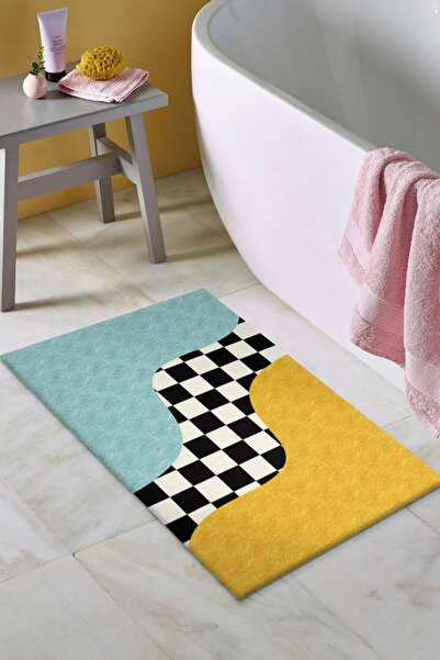 DERAS HOME Yıkanabilir Kaymaz Taban Banyo Paspası 60*100 Cm