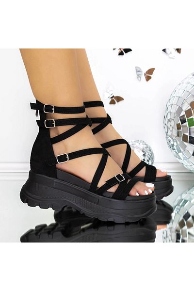 mei Sandale Dama Cu Platforma 3WL237 Negru | Mei
