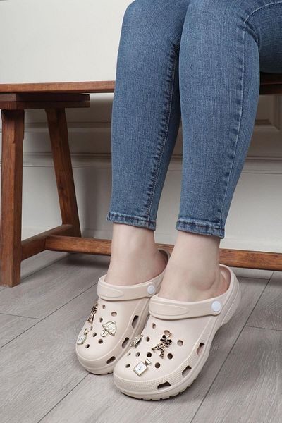 İncim Ecru Daily Orthopedic Seaside Pool Beach Slippers with Stone Accessories Women's Slippers & Sandals