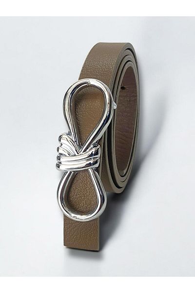 Kemerix 100% Genuine Leather Silver Buckle Mink Women's Belt