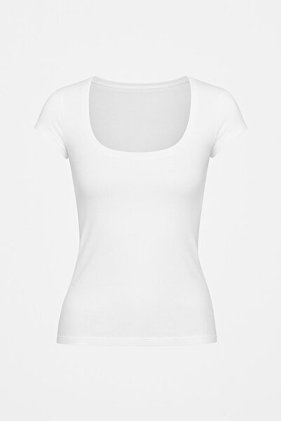 HAKKE U Neck Zero Sleeve Bluz