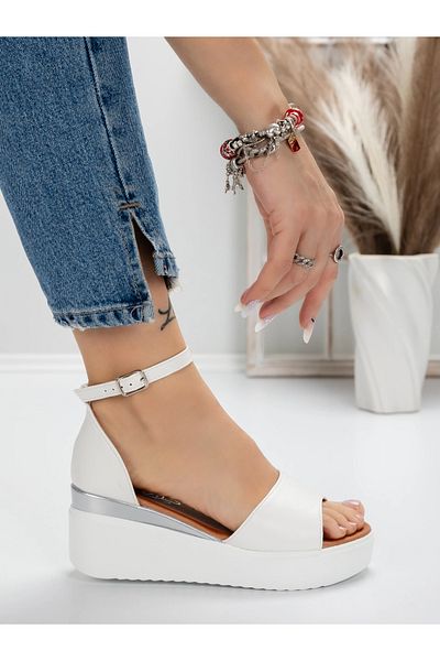 mei Women's Platform Sandals 2PT3 White Meli