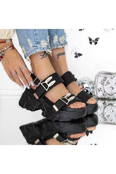 mei Sandale Dama cu Platforma 3WL213 Negru | Mei