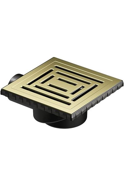 Mena Rise Şirinshop V-Flow Square 5606981 Shower Drain Side Outlet Dk 800 Cover Bright Gold 1108107