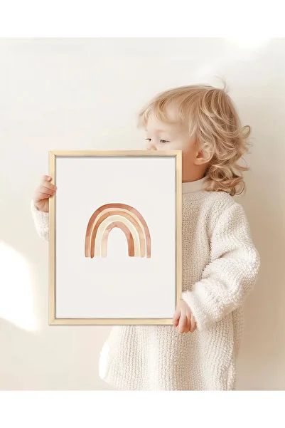 Vetro Design Orange Rainbow Children's Room Wooden Framed Poster