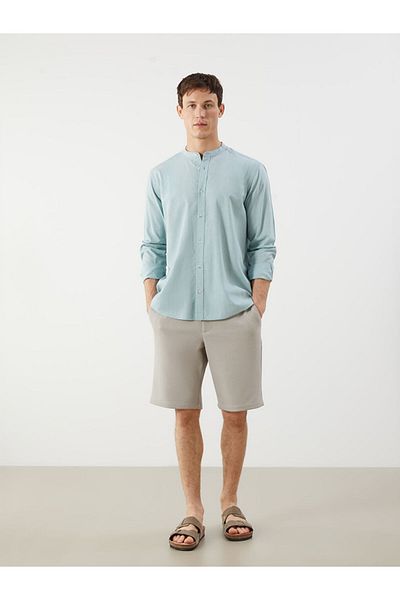 LC Waikiki Sparkling Selections from Shining Store |   Green Comfortable Fit Judge Collar Long Sleeve Men's Shirt
