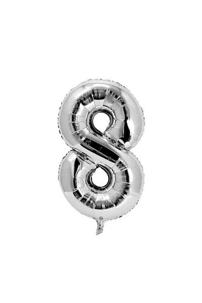 OEM Balon din folie metalizata, argintiu, 80 cm, cifra 8