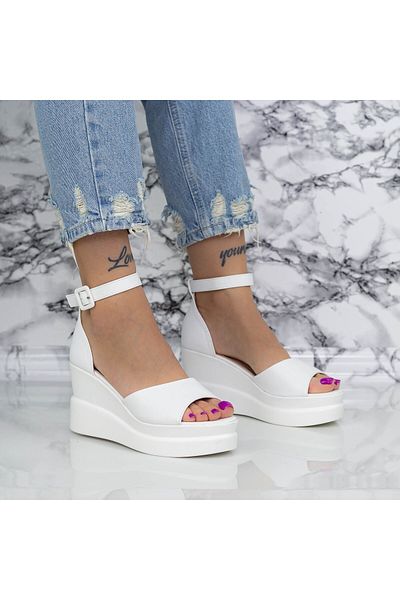mei Women's Platform Sandals 2Y1 White Meli