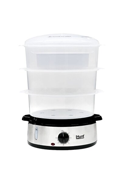iHunt Aparat De Gătit La Abur Bro Xxl 9l, 800 W, Cronometru 60 Min, 3 Coșuri De Gătit, Protectie, Silver