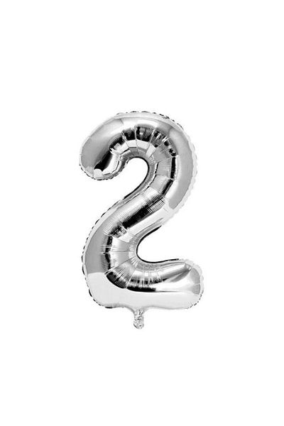 OEM Metallic Foil Balloon, Silver, 80 cm, Number 2