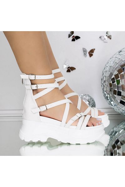 mei Women's Platform Sandals 3WL237 White | Mei