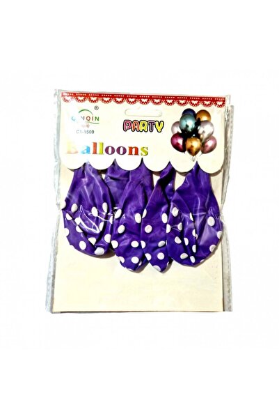 OEM Set 5 baloane latex, 35 cm, mov cu buline albe