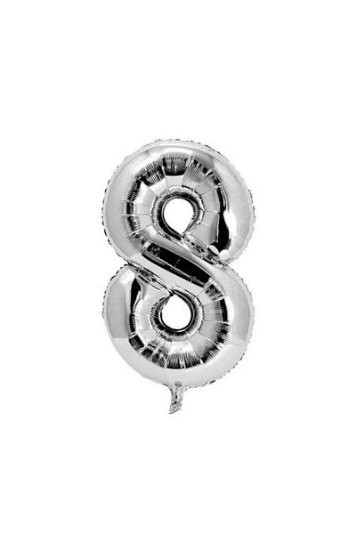 OEM Balon din folie metalizata, argintiu, 80 cm, cifra 8