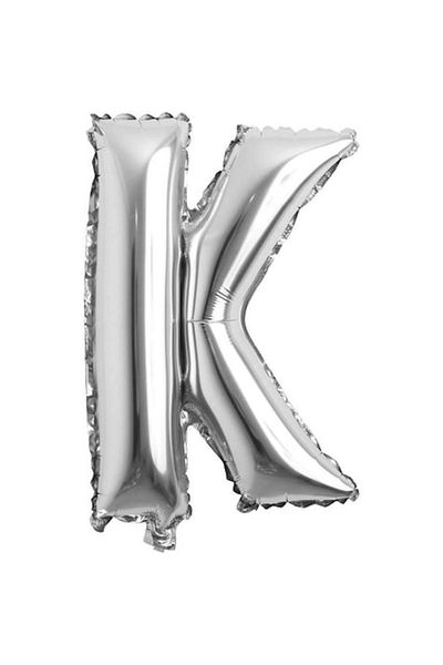 OEM Metalized foil balloon, silver, 80 cm, letter K