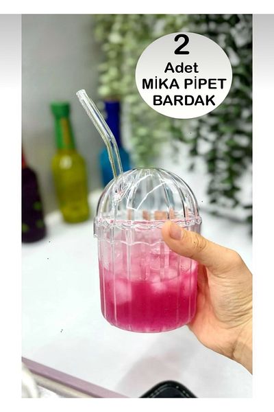 CEZVE HOME 2 Pieces Mica Heat Resistant Pinterest Cup Coffee and Presentation Cup 430 ml (Cleaning Brush Gift)