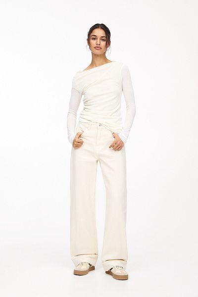 Pull & Bear Straight baggy jeans with turn-up hems