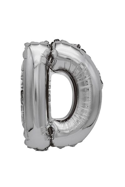 Balon din folie metalizata argintie, Mirific Party, Litera D, 80 cm, Silver