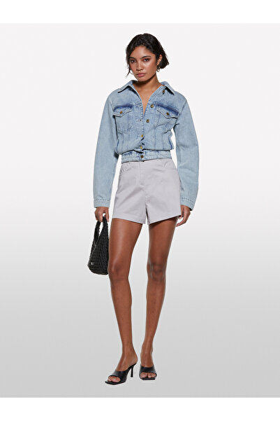 Sisley Women's Denim 100% Cotton Button Front Pocket Detailed Denim Jacket