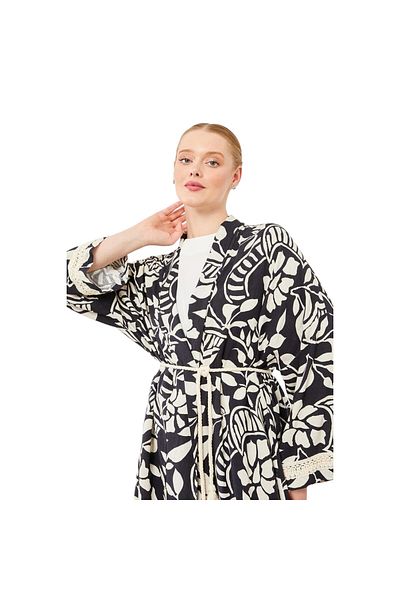 Levidor Leaf Pattern Linen Kimono Set
