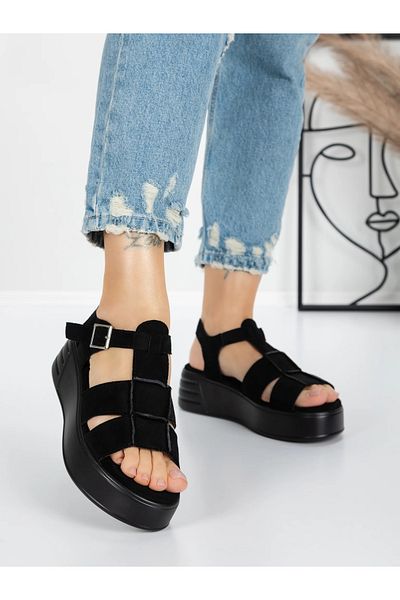 mei Sandale Dama cu Platforma 5GZ11 Negru | Mei