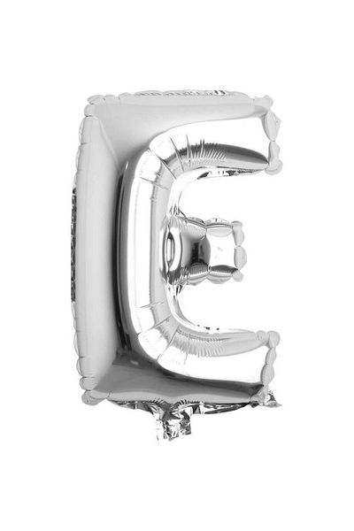 OEM Metalized foil balloon, silver, 80 cm, letter E
